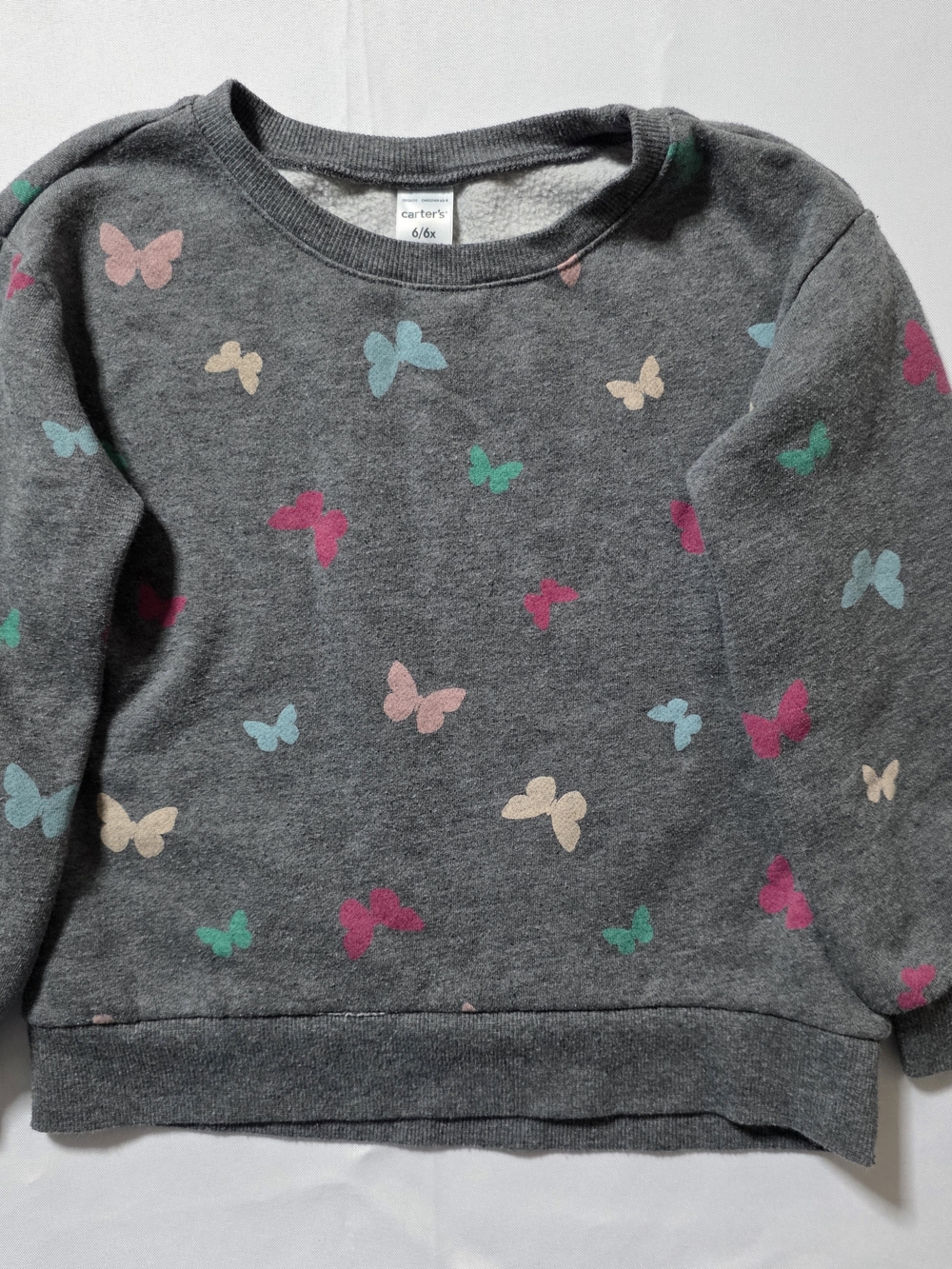 Carter's Gray Butterfly Sweatshirt with Multicolor Butterflies